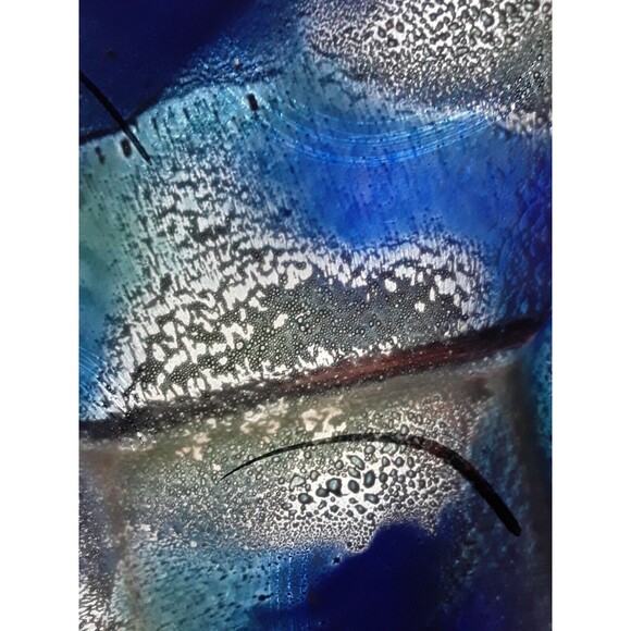 Andreas Meyer Blue Glass Hand Made in Israel Fused Art Nahariya Dish - Picture 6 of 8